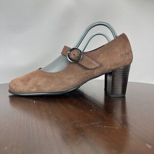 Arche Mary Jane Shoes Womens 37 / 6 Brown Suede Leather Comfort Pump Heel Career